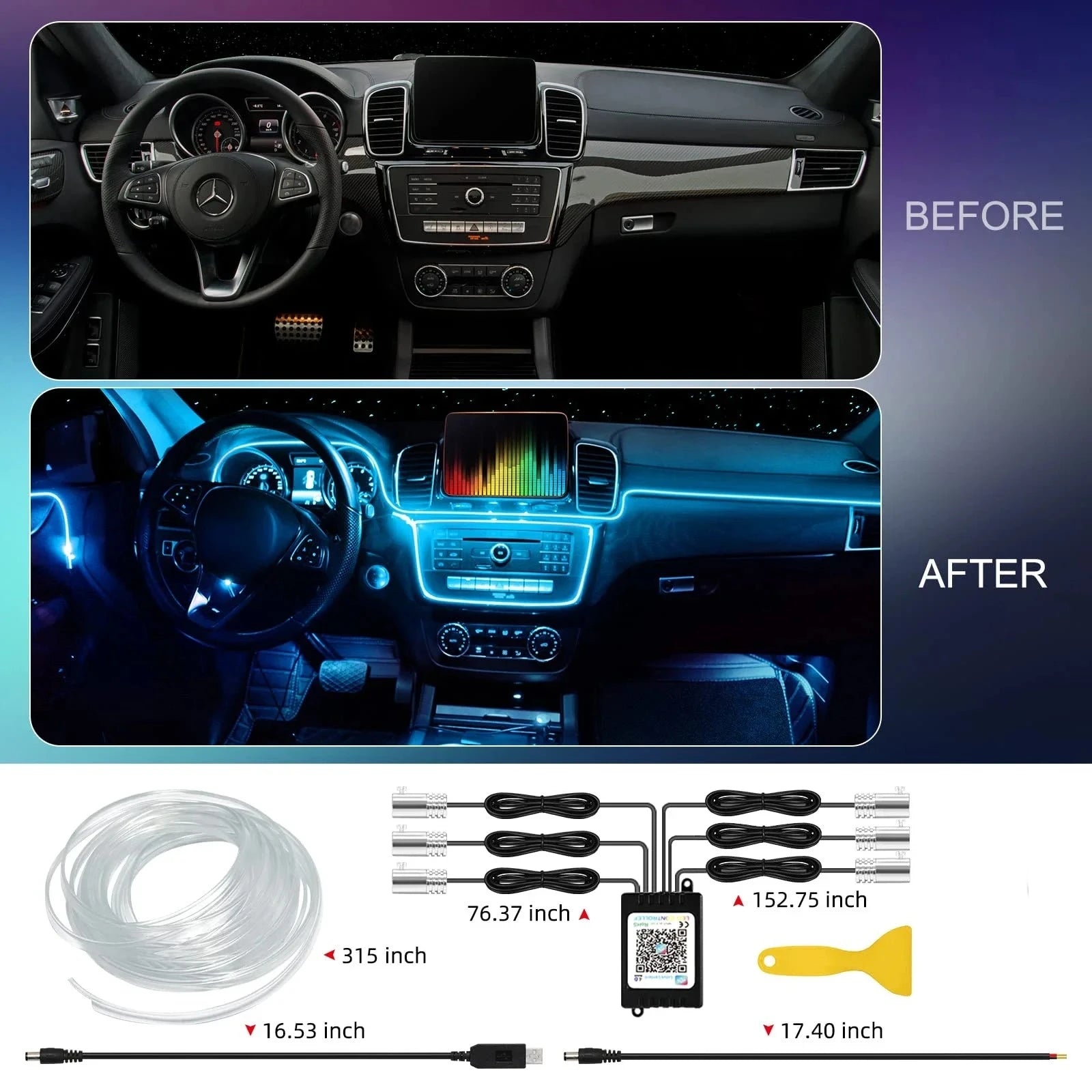 Leds voiture fibre optique